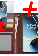 BASEY. Hoes Geschikt voor OnePlus Nord CE 3 Lite Hoesje Bookcase Hoes Flip Case Book Cover Met 2x Screenprotector - Hoesje Geschikt voor OnePlus Nord CE 3 Lite Hoes Book Case Hoesje - Bruin