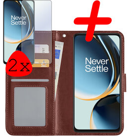 BASEY. BASEY. OnePlus Nord CE 3 Lite Hoesje Bookcase Bruin Met 2x Screenprotector