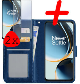 BASEY. BASEY. OnePlus Nord CE 3 Lite Hoesje Bookcase Donkerblauw Met 2x Screenprotector