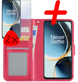BASEY. BASEY. OnePlus Nord CE 3 Lite Hoesje Bookcase Donkerroze Met 2x Screenprotector