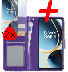 BASEY. BASEY. OnePlus Nord CE 3 Lite Hoesje Bookcase Paars Met 2x Screenprotector