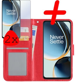 BASEY. BASEY. OnePlus Nord CE 3 Lite Hoesje Bookcase Rood Met 2x Screenprotector