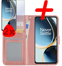 BASEY. BASEY. OnePlus Nord CE 3 Lite Hoesje Bookcase Rose Goud Met 2x Screenprotector