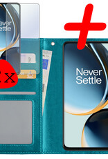 BASEY. Hoes Geschikt voor OnePlus Nord CE 3 Lite Hoesje Bookcase Hoes Flip Case Book Cover Met 2x Screenprotector - Hoesje Geschikt voor OnePlus Nord CE 3 Lite Hoes Book Case Hoesje - Turquoise