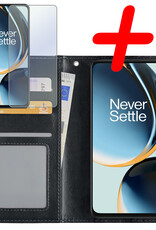 BASEY. Hoes Geschikt voor OnePlus Nord CE 3 Lite Hoesje Bookcase Hoes Flip Case Book Cover Met 2x Screenprotector - Hoesje Geschikt voor OnePlus Nord CE 3 Lite Hoes Book Case Hoesje - Zwart
