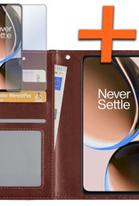 Nomfy Hoesje Geschikt voor OnePlus Nord CE 3 Lite Hoes Bookcase Flipcase Book Cover Met Screenprotector - Hoes Geschikt voor OnePlus Nord CE 3 Lite Hoesje Book Case - Bruin