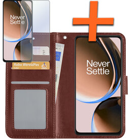 Nomfy Nomfy OnePlus Nord CE 3 Lite Hoesje Bookcase Bruin Met Screenprotector