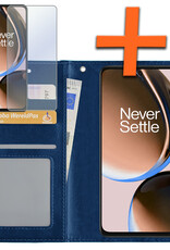 Nomfy Hoesje Geschikt voor OnePlus Nord CE 3 Lite Hoes Bookcase Flipcase Book Cover Met Screenprotector - Hoes Geschikt voor OnePlus Nord CE 3 Lite Hoesje Book Case - Donkerblauw