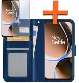 Nomfy Nomfy OnePlus Nord CE 3 Lite Hoesje Bookcase Donkerblauw Met Screenprotector