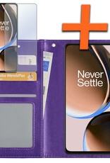 Nomfy Hoesje Geschikt voor OnePlus Nord CE 3 Lite Hoes Bookcase Flipcase Book Cover Met Screenprotector - Hoes Geschikt voor OnePlus Nord CE 3 Lite Hoesje Book Case - Paars