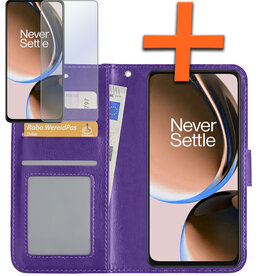 Nomfy Nomfy OnePlus Nord CE 3 Lite Hoesje Bookcase Paars Met Screenprotector