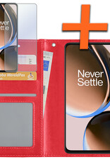 Nomfy Hoesje Geschikt voor OnePlus Nord CE 3 Lite Hoes Bookcase Flipcase Book Cover Met Screenprotector - Hoes Geschikt voor OnePlus Nord CE 3 Lite Hoesje Book Case - Rood