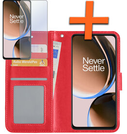 Nomfy Nomfy OnePlus Nord CE 3 Lite Hoesje Bookcase Rood Met Screenprotector