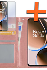 Nomfy Hoesje Geschikt voor OnePlus Nord CE 3 Lite Hoes Bookcase Flipcase Book Cover Met Screenprotector - Hoes Geschikt voor OnePlus Nord CE 3 Lite Hoesje Book Case - Rosé goud