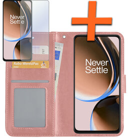 Nomfy Nomfy OnePlus Nord CE 3 Lite Hoesje Bookcase Rose Goud Met Screenprotector