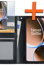 Nomfy Hoesje Geschikt voor OnePlus Nord CE 3 Lite Hoes Bookcase Flipcase Book Cover Met Screenprotector - Hoes Geschikt voor OnePlus Nord CE 3 Lite Hoesje Book Case - Zwart
