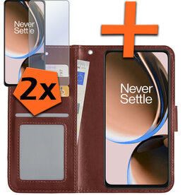 Nomfy Nomfy OnePlus Nord CE 3 Lite Hoesje Bookcase Bruin Met 2x Screenprotector