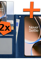 Nomfy Hoesje Geschikt voor OnePlus Nord CE 3 Lite Hoes Bookcase Flipcase Book Cover Met 2x Screenprotector - Hoes Geschikt voor OnePlus Nord CE 3 Lite Hoesje Book Case - Donkerblauw