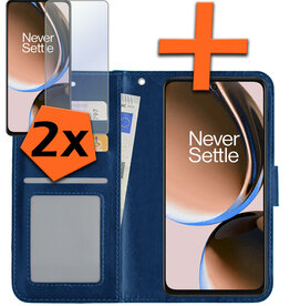 Nomfy Nomfy OnePlus Nord CE 3 Lite Hoesje Bookcase Donkerblauw Met 2x Screenprotector