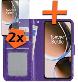Nomfy Nomfy OnePlus Nord CE 3 Lite Hoesje Bookcase Paars Met 2x Screenprotector