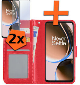Nomfy Nomfy OnePlus Nord CE 3 Lite Hoesje Bookcase Rood Met 2x Screenprotector