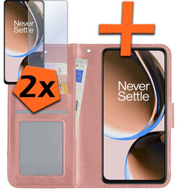 Nomfy Nomfy OnePlus Nord CE 3 Lite Hoesje Bookcase Rose Goud Met 2x Screenprotector