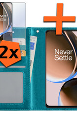 Nomfy Hoesje Geschikt voor OnePlus Nord CE 3 Lite Hoes Bookcase Flipcase Book Cover Met 2x Screenprotector - Hoes Geschikt voor OnePlus Nord CE 3 Lite Hoesje Book Case - Turquoise