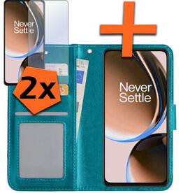 Nomfy Nomfy OnePlus Nord CE 3 Lite Hoesje Bookcase Turquoise Met 2x Screenprotector