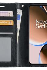 Nomfy Hoesje Geschikt voor OnePlus Nord CE 3 Lite Hoes Bookcase Flipcase Book Cover Met 2x Screenprotector - Hoes Geschikt voor OnePlus Nord CE 3 Lite Hoesje Book Case - Zwart