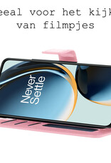 BASEY. Hoes Geschikt voor OnePlus Nord CE 3 Lite Hoesje Bookcase Hoes Flip Case Book Cover Met Screenprotector - Hoesje Geschikt voor OnePlus Nord CE 3 Lite Hoes Book Case Hoesje - Lichtroze