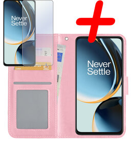 BASEY. BASEY. OnePlus Nord CE 3 Lite Hoesje Bookcase Lichtroze Met Screenprotector