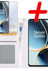 BASEY. Hoes Geschikt voor OnePlus Nord CE 3 Lite Hoesje Bookcase Hoes Flip Case Book Cover Met Screenprotector - Hoesje Geschikt voor OnePlus Nord CE 3 Lite Hoes Book Case Hoesje - Wit
