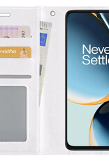 BASEY. Hoes Geschikt voor OnePlus Nord CE 3 Lite Hoesje Bookcase Hoes Flip Case Book Cover Met Screenprotector - Hoesje Geschikt voor OnePlus Nord CE 3 Lite Hoes Book Case Hoesje - Wit