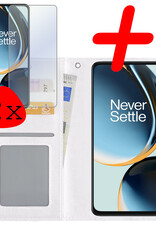 BASEY. Hoes Geschikt voor OnePlus Nord CE 3 Lite Hoesje Bookcase Hoes Flip Case Book Cover Met 2x Screenprotector - Hoesje Geschikt voor OnePlus Nord CE 3 Lite Hoes Book Case Hoesje - Wit