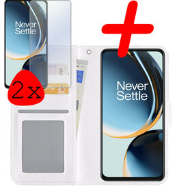 BASEY. BASEY. OnePlus Nord CE 3 Lite Hoesje Bookcase Wit Met 2x Screenprotector