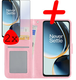BASEY. BASEY. OnePlus Nord CE 3 Lite Hoesje Bookcase Lichtroze Met 2x Screenprotector