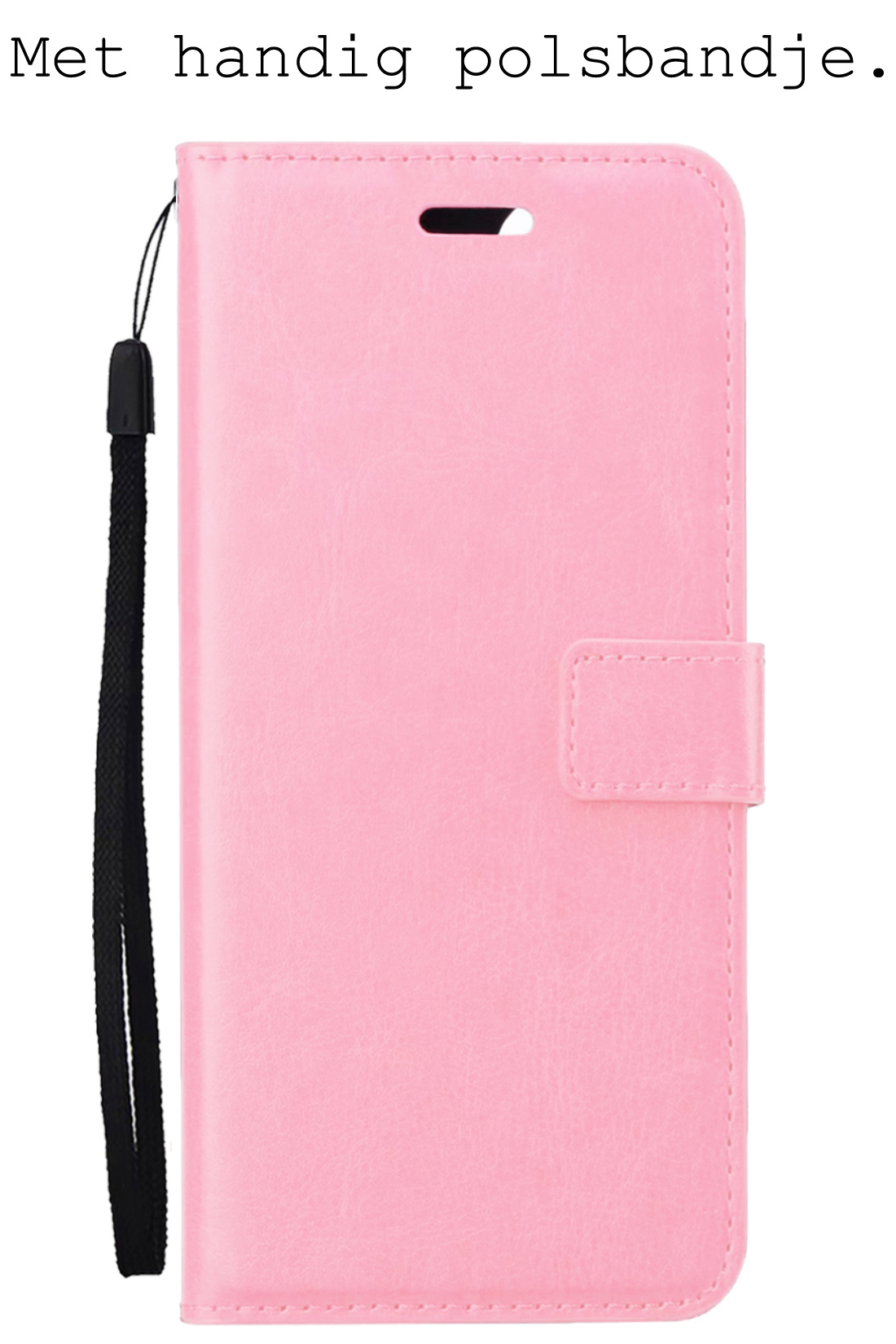 BASEY. Hoes Geschikt voor OnePlus Nord CE 3 Lite Hoesje Bookcase Hoes Flip Case Book Cover Met 2x Screenprotector - Hoesje Geschikt voor OnePlus Nord CE 3 Lite Hoes Book Case Hoesje - Lichtroze