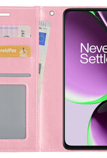 NoXx Hoes Geschikt voor OnePlus Nord CE 3 Lite Hoesje Book Case Hoes Flip Cover Wallet Bookcase - Lichtroze