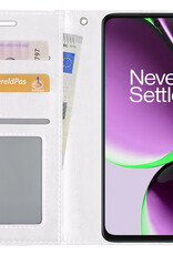 NoXx Hoes Geschikt voor OnePlus Nord CE 3 Lite Hoesje Book Case Hoes Flip Cover Wallet Bookcase - Wit