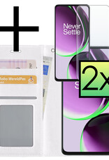 NoXx Hoes Geschikt voor OnePlus Nord CE 3 Lite Hoesje Book Case Hoes Flip Cover Wallet Bookcase Met 2x Screenprotector - Wit