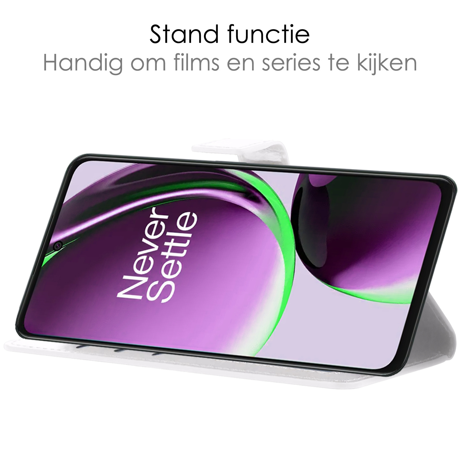 NoXx Hoes Geschikt voor OnePlus Nord CE 3 Lite Hoesje Book Case Hoes Flip Cover Wallet Bookcase Met 2x Screenprotector - Wit