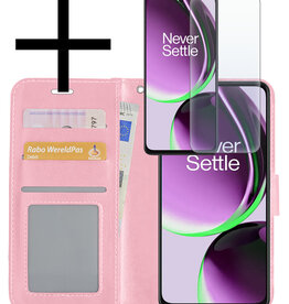 NoXx NoXx OnePlus Nord CE 3 Lite Hoesje Bookcase Lichtroze Met Screenprotector