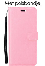 NoXx Hoes Geschikt voor OnePlus Nord CE 3 Lite Hoesje Book Case Hoes Flip Cover Wallet Bookcase Met Screenprotector - Lichtroze