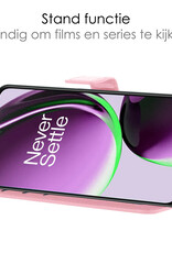 NoXx Hoes Geschikt voor OnePlus Nord CE 3 Lite Hoesje Book Case Hoes Flip Cover Wallet Bookcase Met Screenprotector - Lichtroze