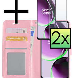 NoXx NoXx OnePlus Nord CE 3 Lite Hoesje Bookcase Lichtroze Met 2x Screenprotector