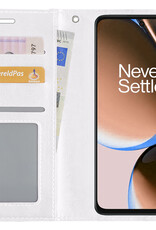 Nomfy Hoesje Geschikt voor OnePlus Nord CE 3 Lite Hoes Bookcase Flipcase Book Cover Met Screenprotector - Hoes Geschikt voor OnePlus Nord CE 3 Lite Hoesje Book Case - Wit