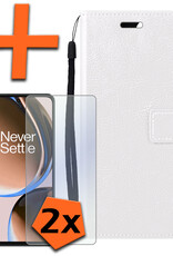 Nomfy Hoesje Geschikt voor OnePlus Nord CE 3 Lite Hoes Bookcase Flipcase Book Cover Met 2x Screenprotector - Hoes Geschikt voor OnePlus Nord CE 3 Lite Hoesje Book Case - Wit
