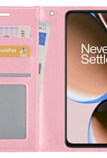 Nomfy Hoesje Geschikt voor OnePlus Nord CE 3 Lite Hoes Bookcase Flipcase Book Cover Met 2x Screenprotector - Hoes Geschikt voor OnePlus Nord CE 3 Lite Hoesje Book Case - Lichtroze