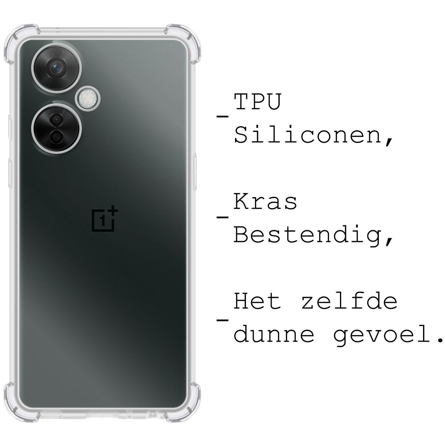 BASEY. Hoes Geschikt voor OnePlus Nord CE 3 Lite Hoesje Shock Proof Case Hoes Siliconen - Hoesje Geschikt voor OnePlus Nord CE 3 Lite Hoes Cover Shockproof - Transparant - 2 Stuks