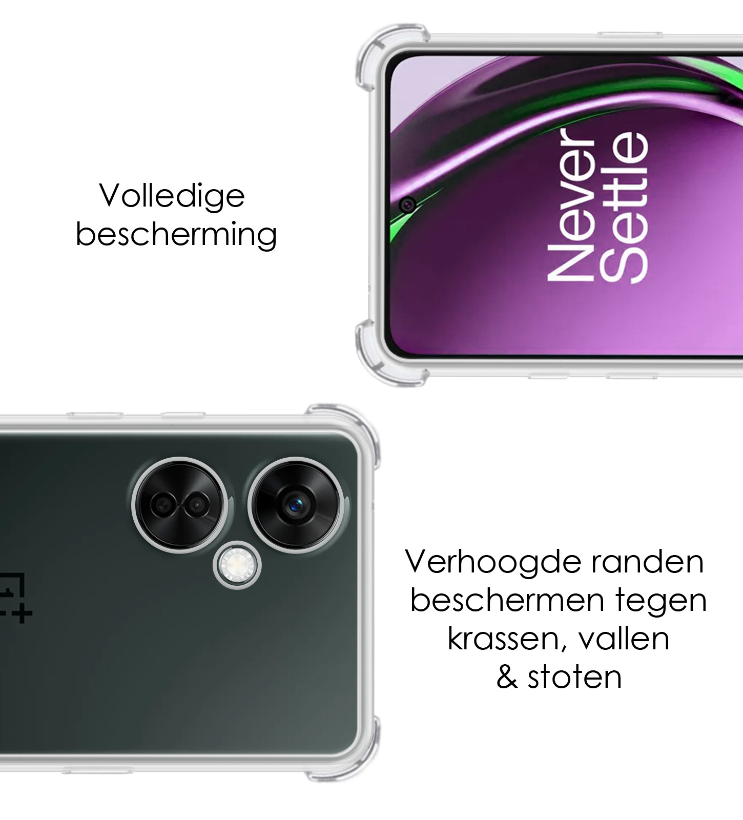 NoXx Hoes Geschikt voor OnePlus Nord CE 3 Lite Hoesje Siliconen Cover Shock Proof Back Case Shockproof Hoes - Transparant - 2x